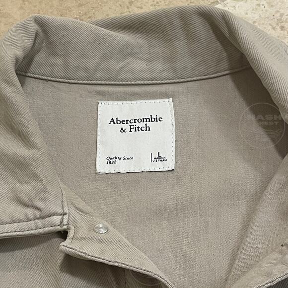 Abercrombie & Fitch L Tan Denim Utility Jumpsuit | Wide Leg Belt Cargo NWT $150 - Picture 5 of 11